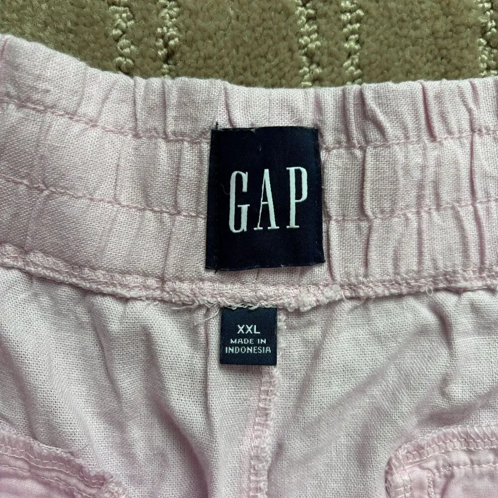 Gap Linen Shorts Women XXL Light Pink Pull On Beachy Vacation Lightweight Casual